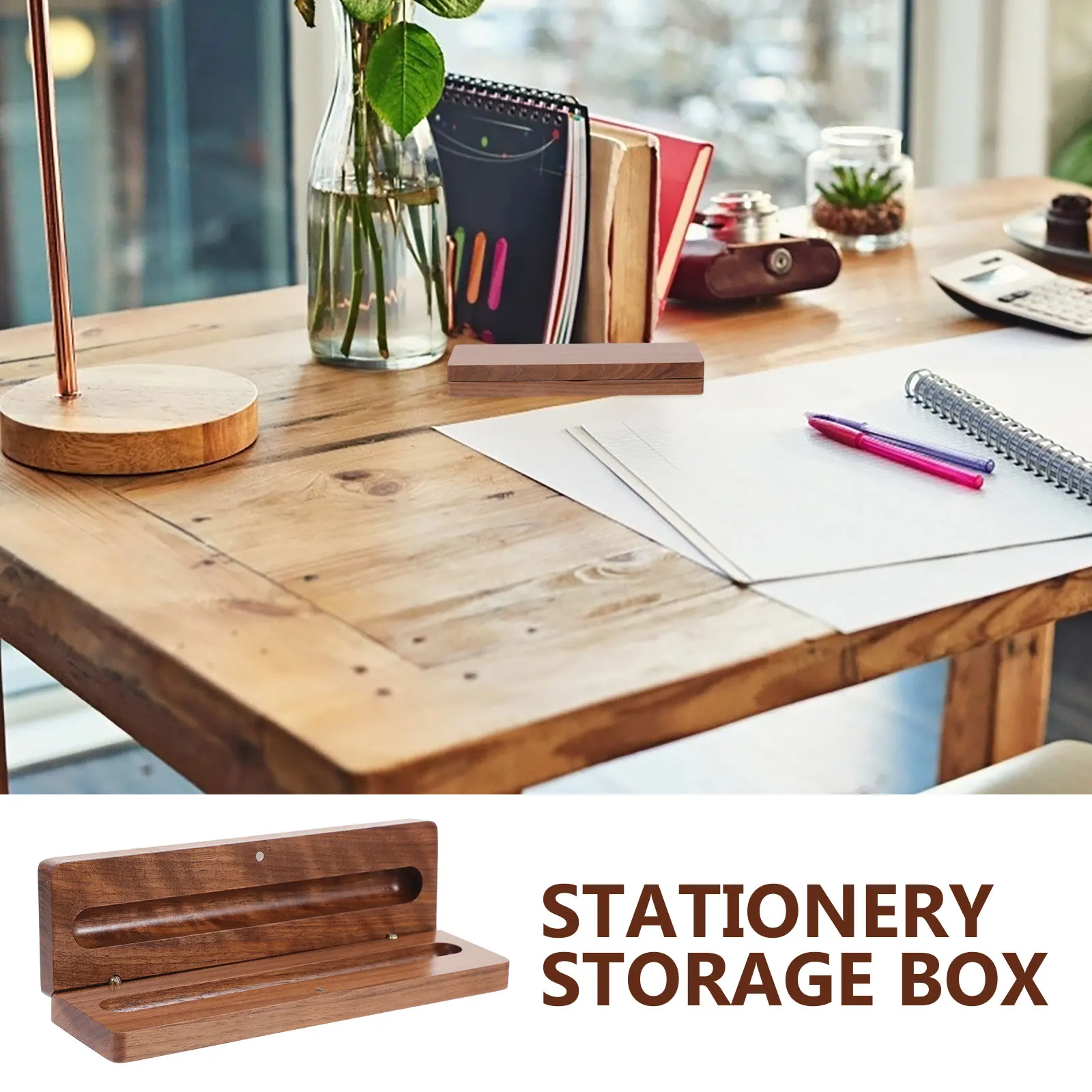 Pen Box Set Single Presentation Case Wood Storage Individual Pencil Holder Display for Desk Container Boxes