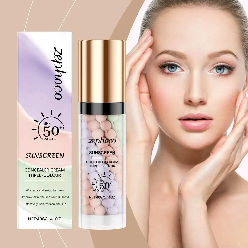 3-kleuren Regenboog Zonnebrandcrème Isolatie Crème Onzichtbare Basis Hydraterende Hydraterende Huid Foundation Gezicht Primer Porie Verhelderende F8E1