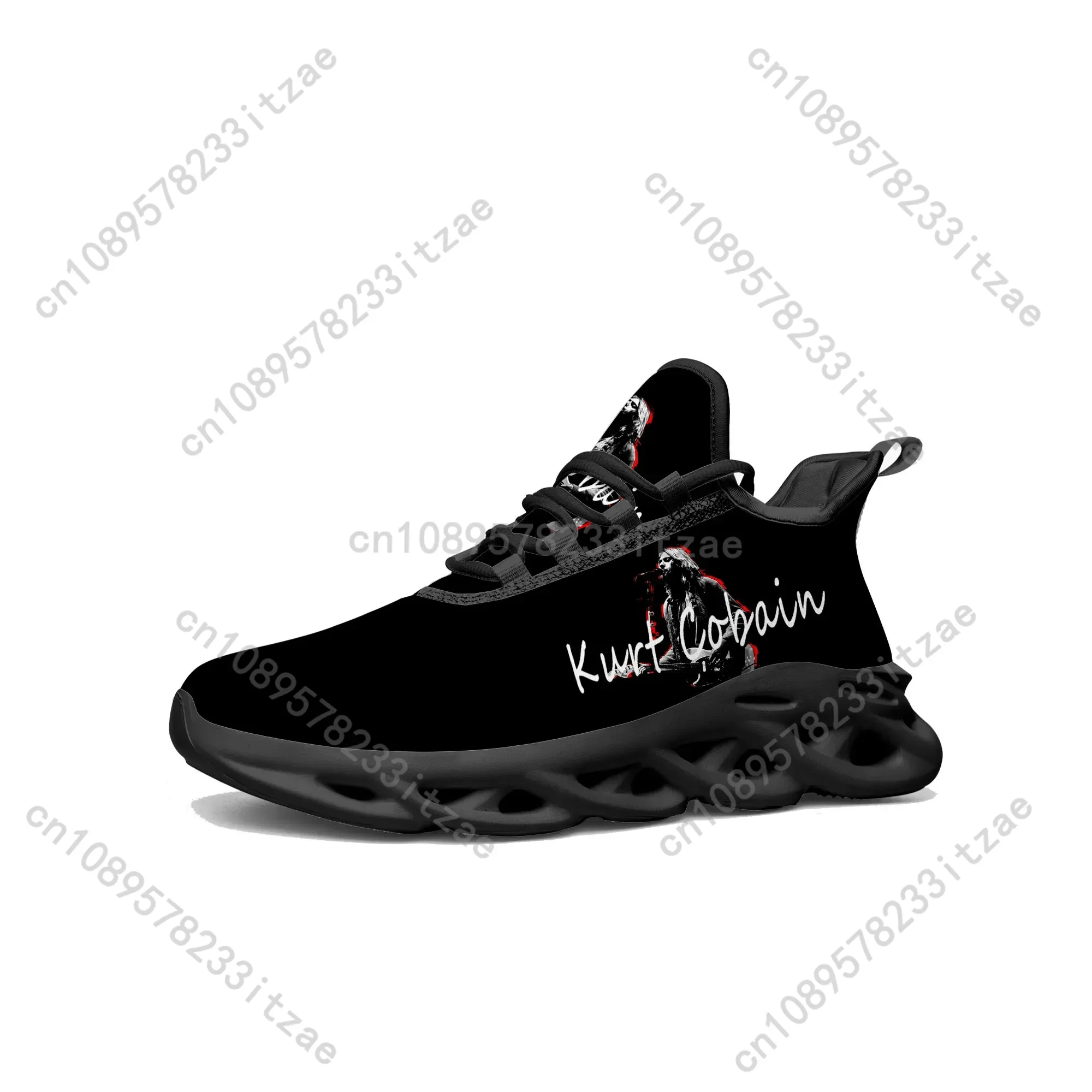 Kurt Cobain Flats Sneakers Mens Womens Sports Running Shoes High Quality Sneaker Custom Made Shoe Lace Up Mesh Footwear Black