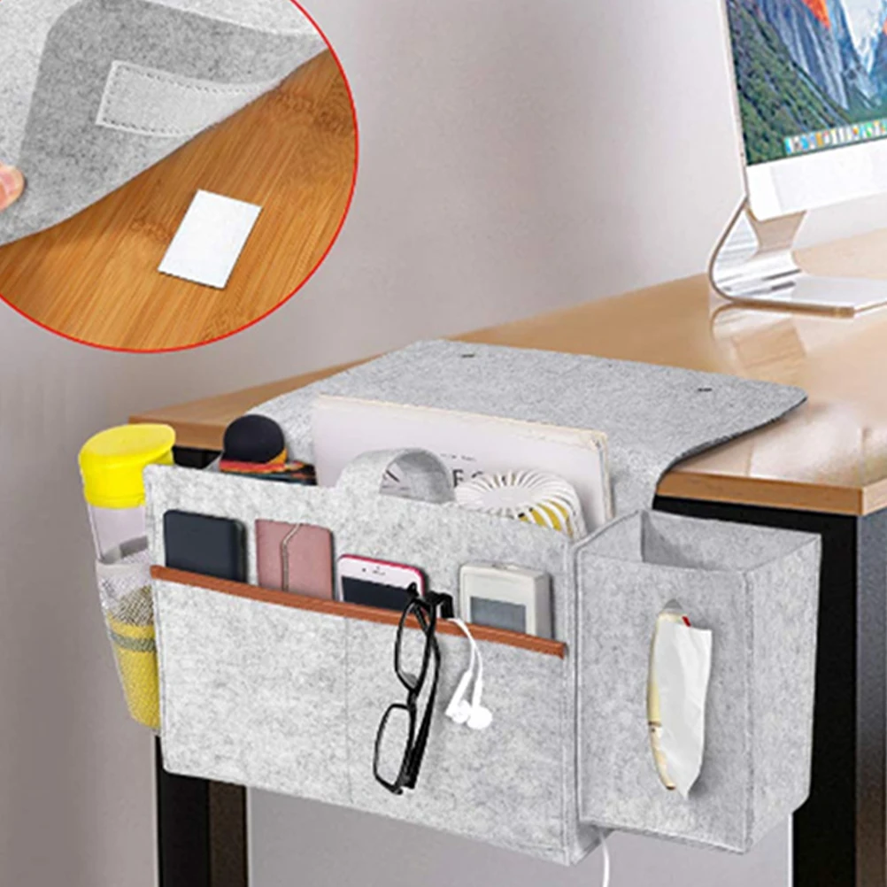 

Sundries Organizer Felt Storage Pouch Bedside Hanging Pocket Under Mattress Space-Saving Slim Design Sturdy Storage Bag For