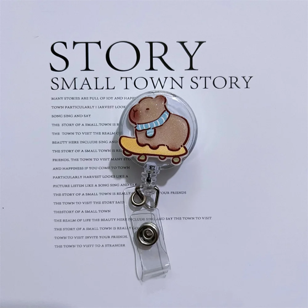 1pcs Capibala Badge Reel Retractable Id Lanyard Name Tag Card Badge Holder Clip For Nurse Doctor Worker Students Supplies