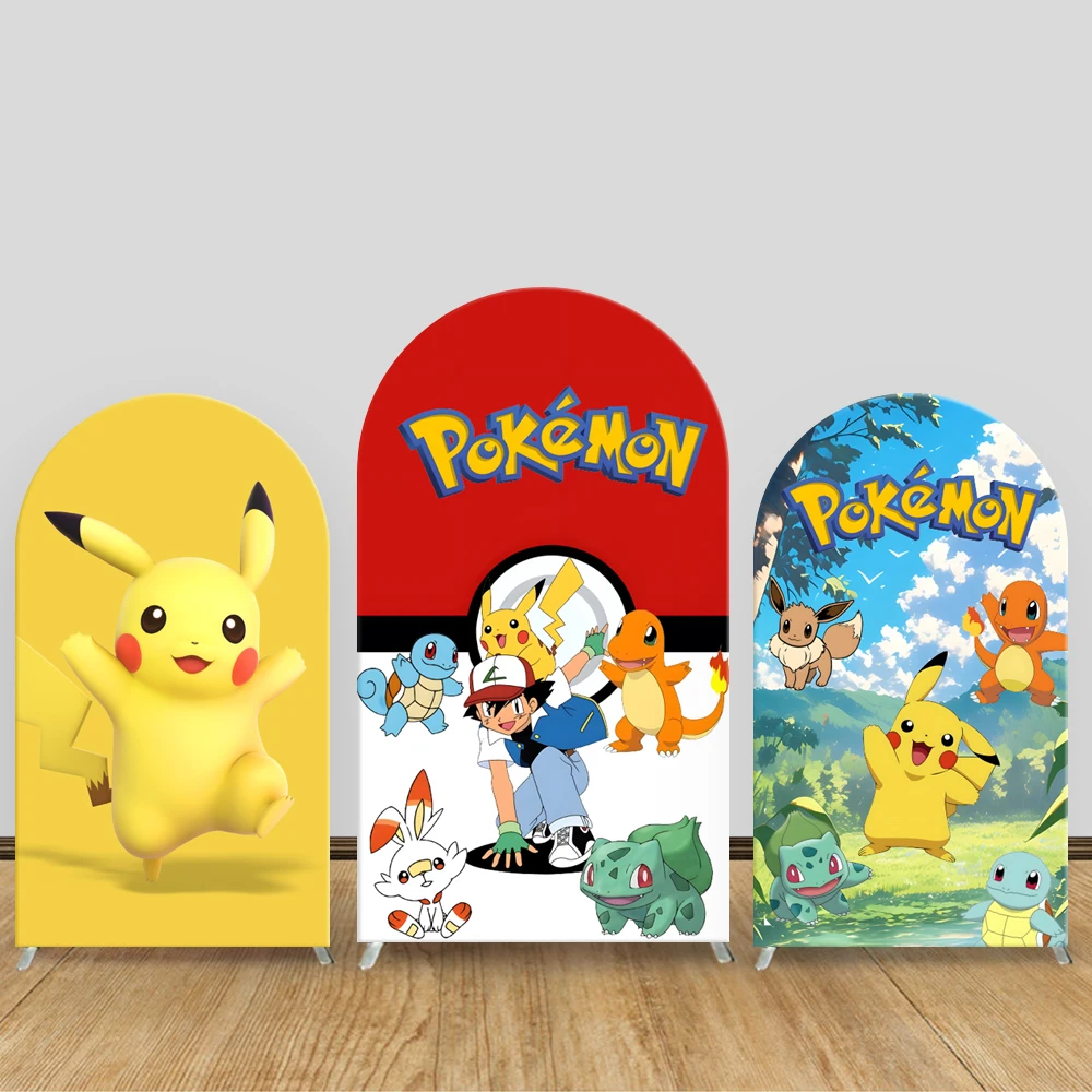 

TB Pokémon Arch Backdrop Pikachu Kids Birthday Baby Boys Shower Cartoon Photography Background Party Decorations Elastic Fabric