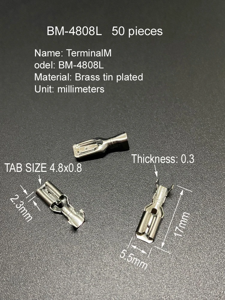 Brass Tin Plating Material 2.8 4.8 6.3mm Cold Pressed Spring Socket Circuit Connectors Electronic Wire Crimping Terminal