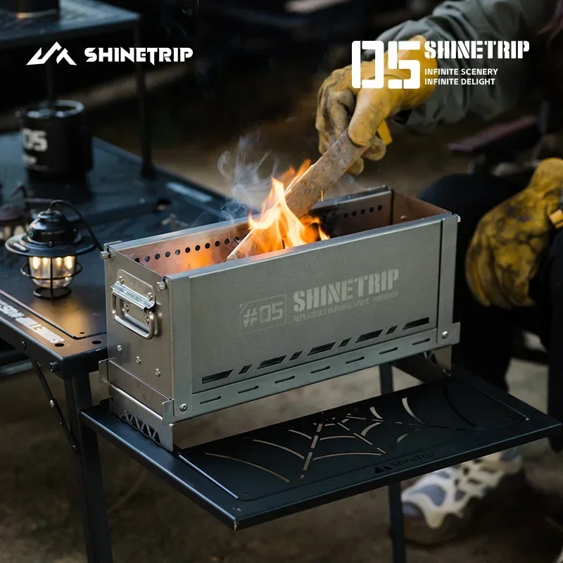 

ShineTrip Outdoor Tabletop Incinerator Camping Winter Atmosphere Heating Stainless Steel BBQ Heat Resistant Table Foldable