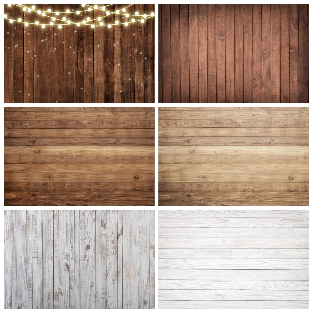 

Wood Backdrop for Food Baby Portrait Photography Backdrops White Brown Wooden Board Plank Background for Party Decor Custom