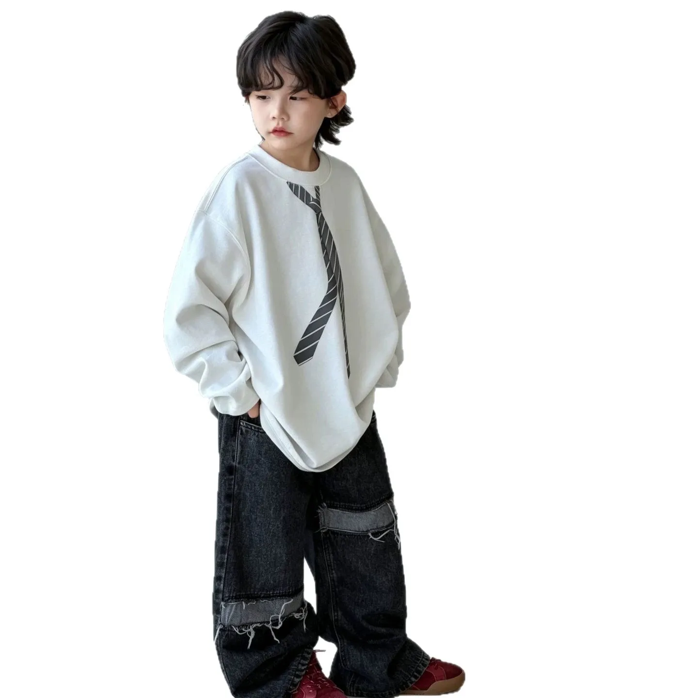 Autumn New Boys Korean Style Fashionable Printed Hoodie 2026 Children Clothing Kids Loose Versatile Top Round Neck Pullover - view 5
