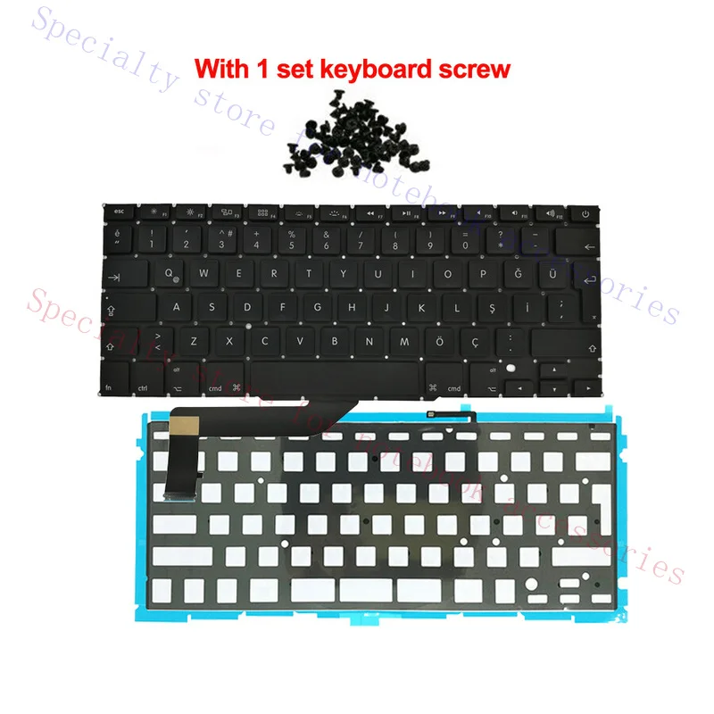 FFF+ Laptop For Macbook Pro Retina 15 A1398 Turkish Turkey Keyboard Backlight Screw