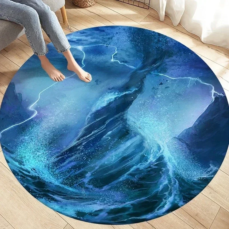 

Fantasy Tornado & Cloud Round Rug – Crystal Velvet Non-Slip Floor Mat for Living Room, Bedroom & Sofa Decor