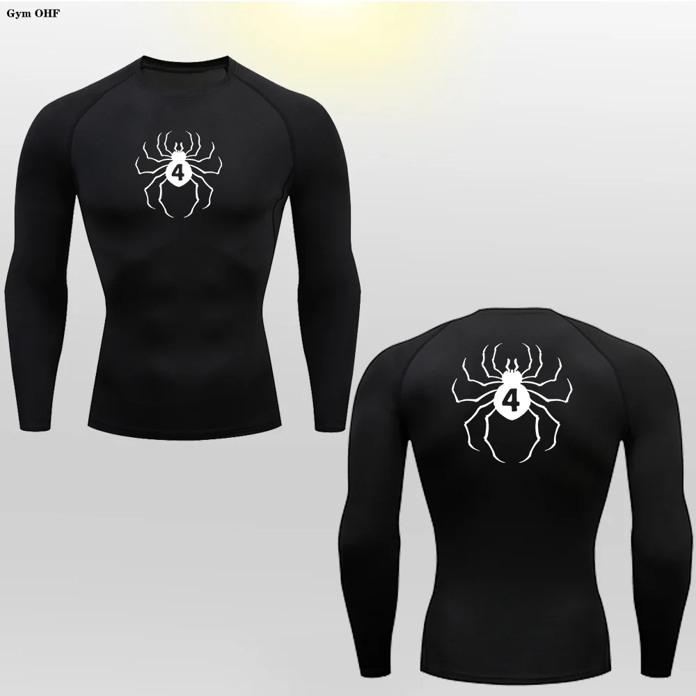 Spider Printed T Shirt Men's Clothing Long Sleeve Running Compression Training Sports Fitness Yoga Quick Dry Tees Baselayers Tee