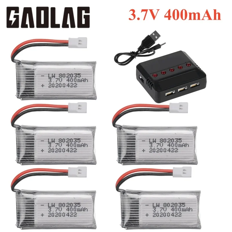 Pengisi daya baterai dan baterai Lipo 3.7V 400mAh untuk X4 H107 H31 KY101 E33C E33 U816A V252 H6C RC Quadcopter Drone suku cadang