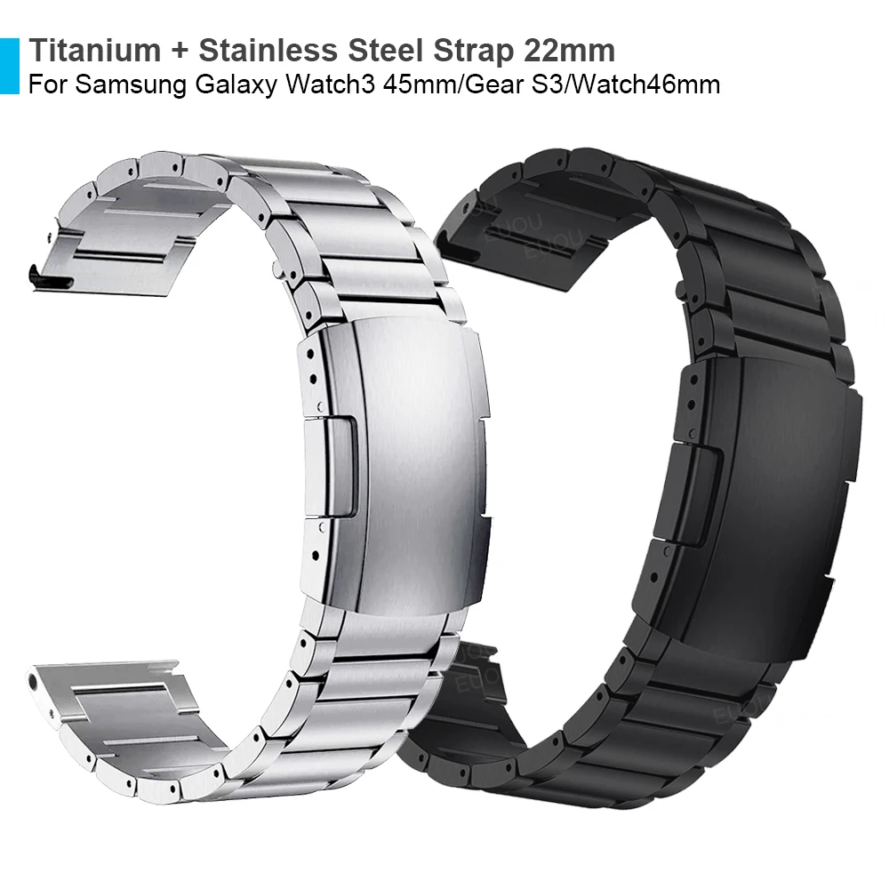 

22mm Titanium alloy + Steel Clasp Strap For Samsung Galaxy Watch 3 45mm Band Bracelet Galaxy Watch 46mm/S3 Wristband Watchband