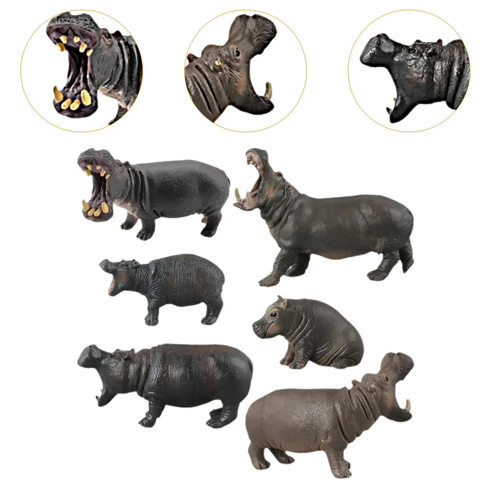 6x figuras de hipopótamo, juego de animales de simulación, recuerdo de fiesta, estatua de estatuilla de animales para niños, niños, niñas, regalo de vacaciones