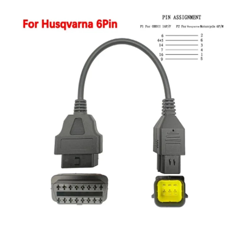 6Pin Motorcycle OBD2 Diagnostics Cable Connector for Husqvarna Motorbike OBD Extension Cable Adapter