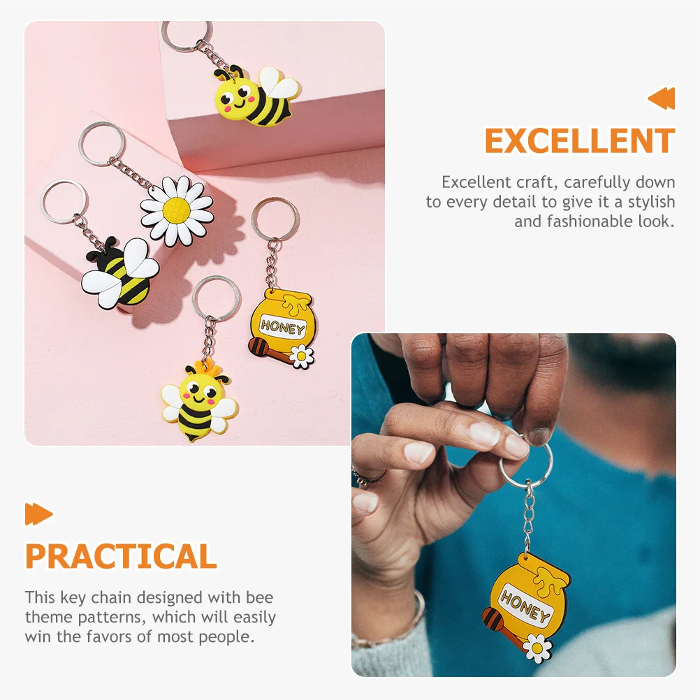 12 Pcs Decorations Key Chain Mother Honey Bee Honeycomb Pvc Baby Backpack Keychain