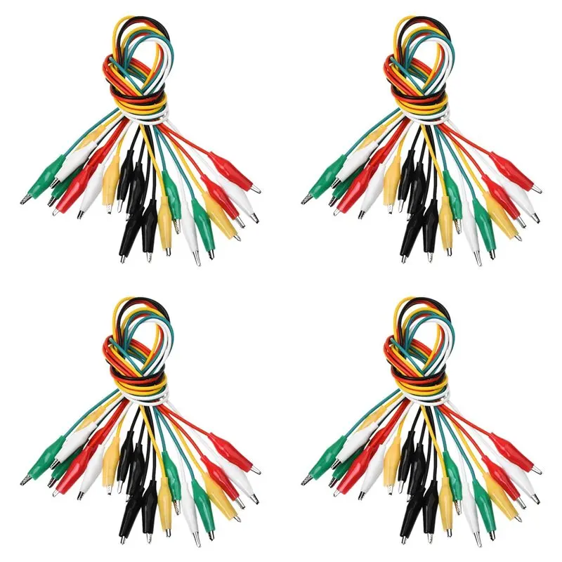 

【RECOMENDAR】40 шт., 5 цветов, двухсторонние зажимы типа «крокодил», тестовый провод, перемычка, 50 см