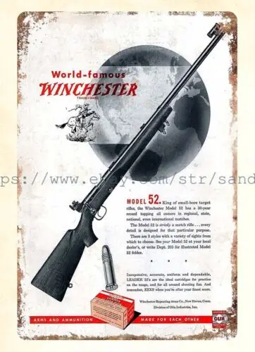 1949 Winchester Rifle Leader Ammo metal tin sign wall hangings dining room