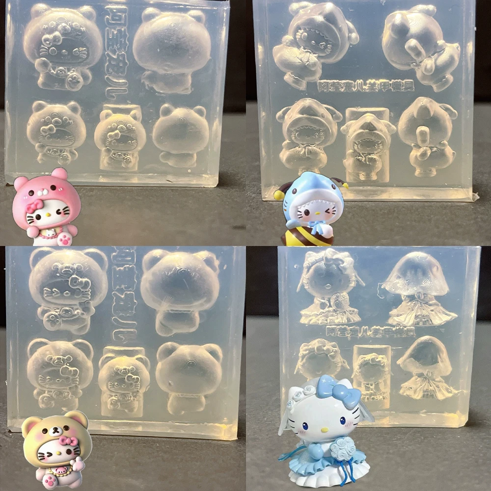 

Kawaii Hello Kitty Shark Bee Bear Wedding Dress Nail Mold Cross Dressing Fruit Series Strawberry Apple Pitaya Coconut Nails Mold