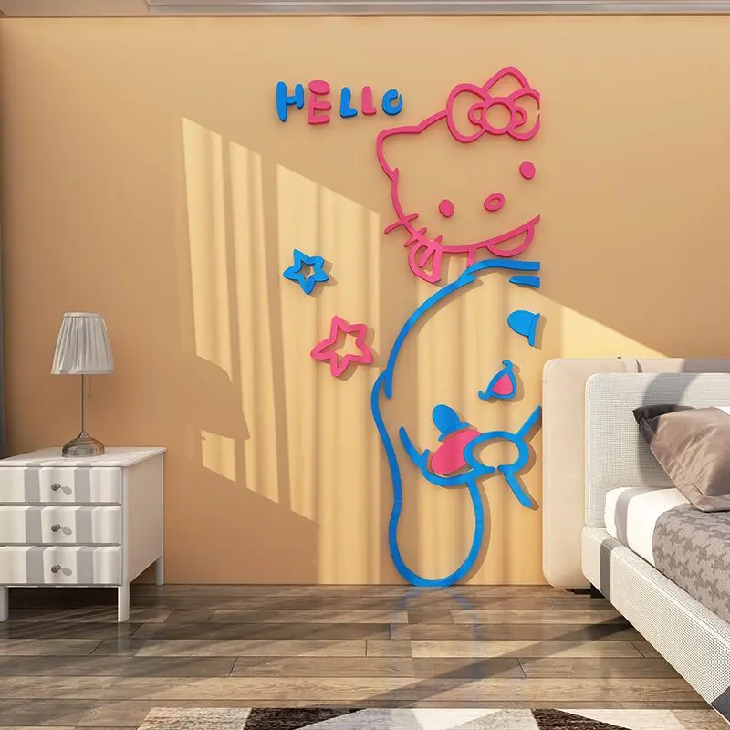 

Sanrio hello kitty Cinnamoroll acrylic background wall decorative sticker wallpaper mirror stickers home or kitchen decor