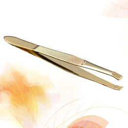 Precision Stainless Steel Gold-plated Eyebrow Tweezers with Eyebrow Comb Portable Eyelashes Extension Tweezers Pointed Tip