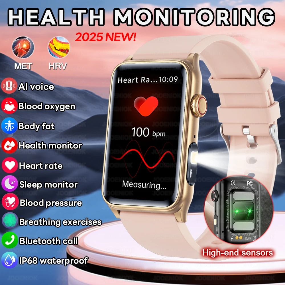 2025 New Nursing Grade Smart Watch Women Blood Pressure Temperature Monitoring Bluetooth Call Smartwatch Men For Android iOS