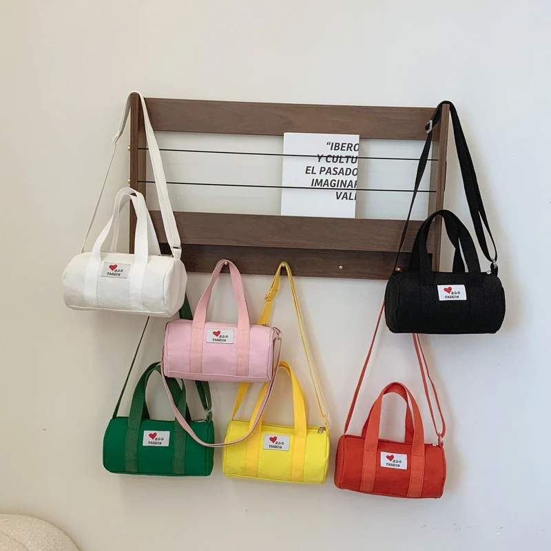 

Large Capacity Children Bag Fashion Hand-held Crossbody Bag Zipper Solid Color Shoulder Bag Travel Bags Kids Gifts