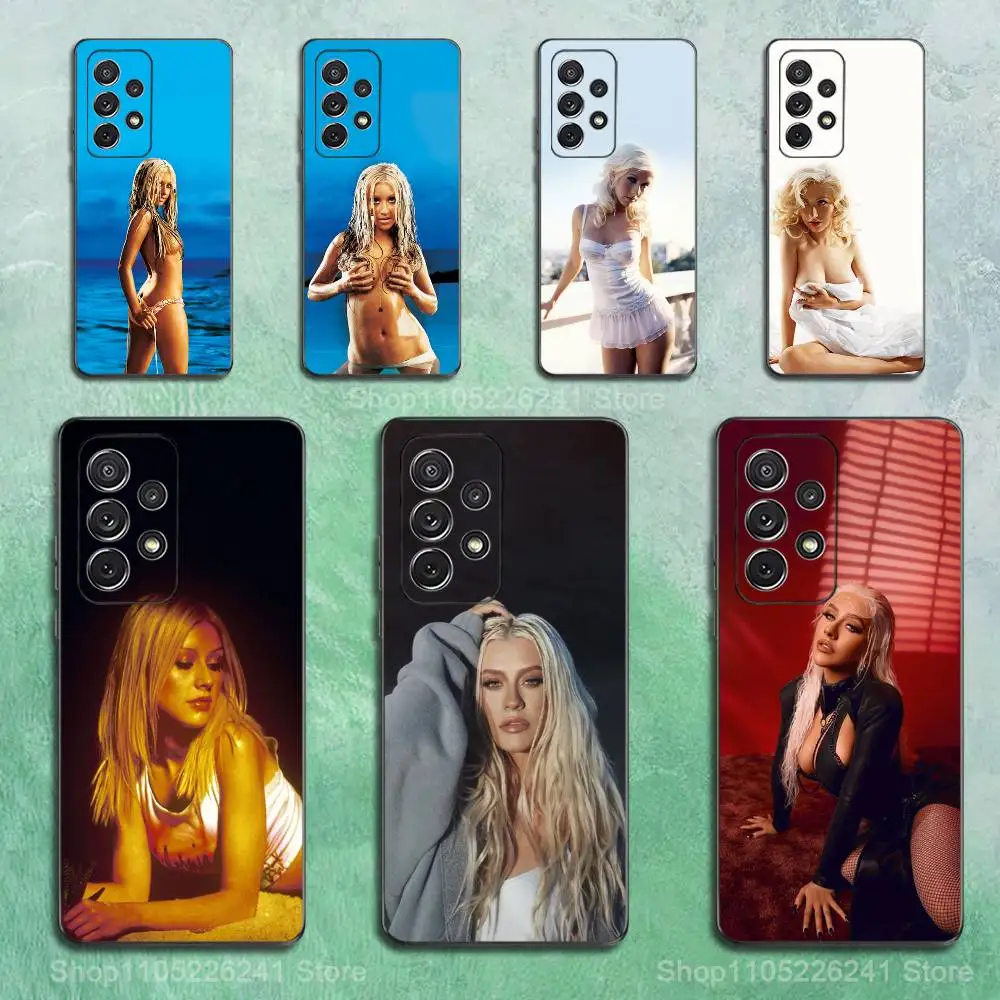 

C-Christina A-Aguilera Singer Case For Samsung S23,S25,S20,S10,S9,S21,S24,S22,Ultra,FE,Plus,Lite,Soft Silicone Black