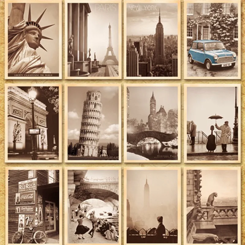 32 pz/lotto classiche vecchie foto stile cartoline cartone animato cartolina Poster disegno auguri regalo tema Set di carte da collezione Vintage