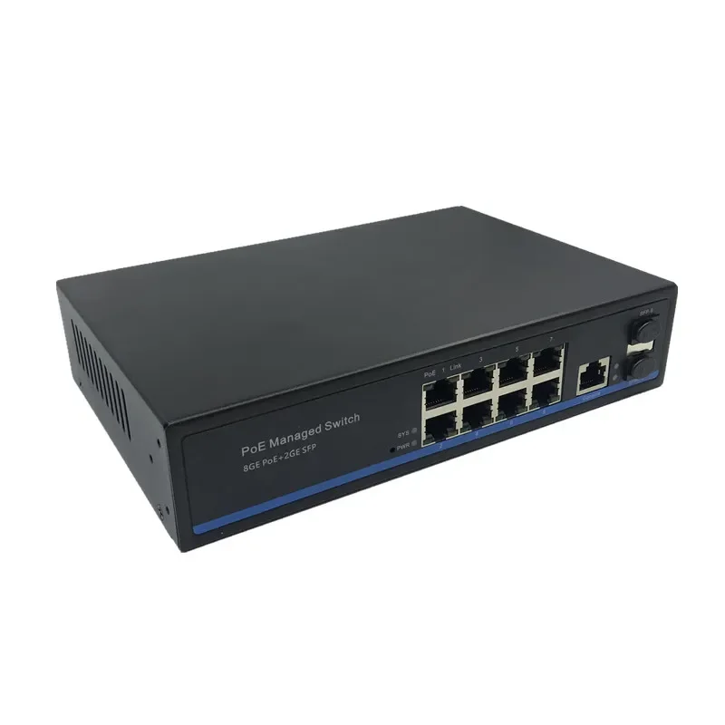 Management 8 Port 10/100/1000Mbps PoE Ethernet Switch Managed Switch With 2 Gigabit SFP Slots IGMP VLAN Management PoE Switch