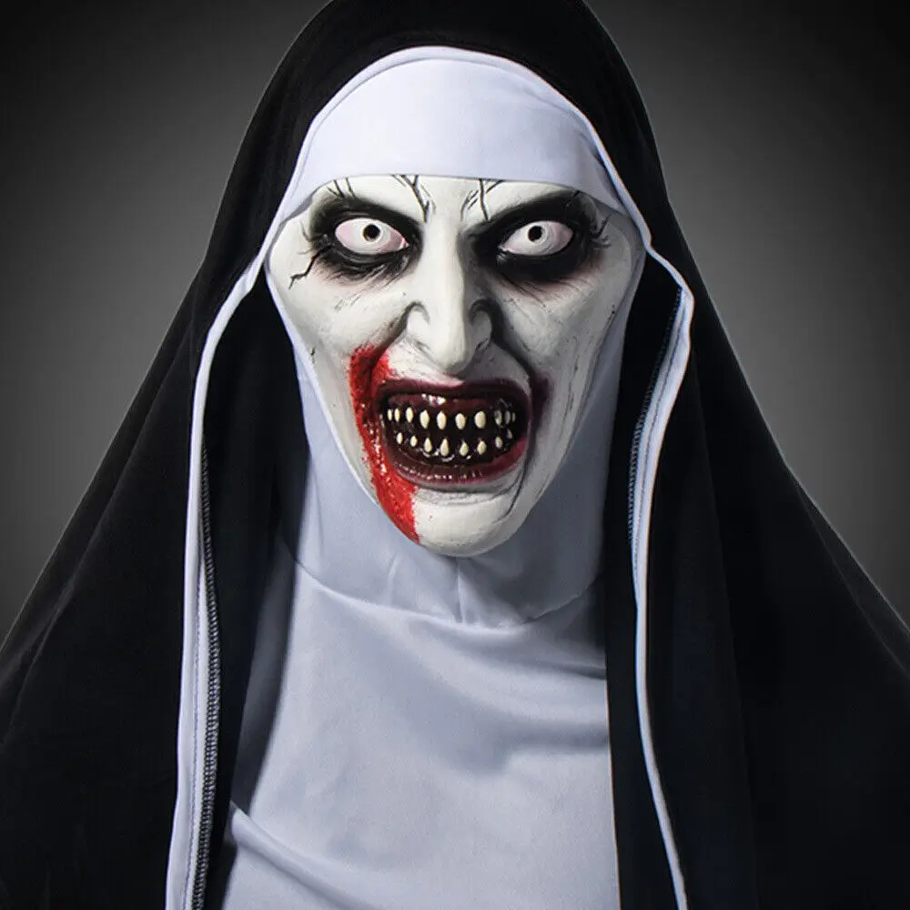 

Fulujiacos Scary Cosplay The Nun Full Face Halloween Mask Costume Horror Creepy Party Props