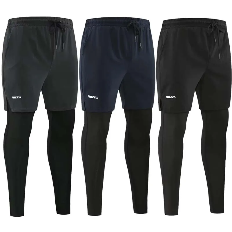 Pantalons de course pour hommes collants de Sport de Compression 2 en 1 Leggings de Fitness à séchag
