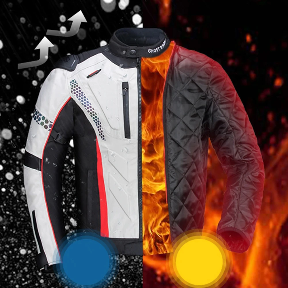 Giacca da moto invernale a prova di freddo Giacca da corsa da motocross da uomo Abbigliamento protettivo da moto impermeabile con fodera rimovibile