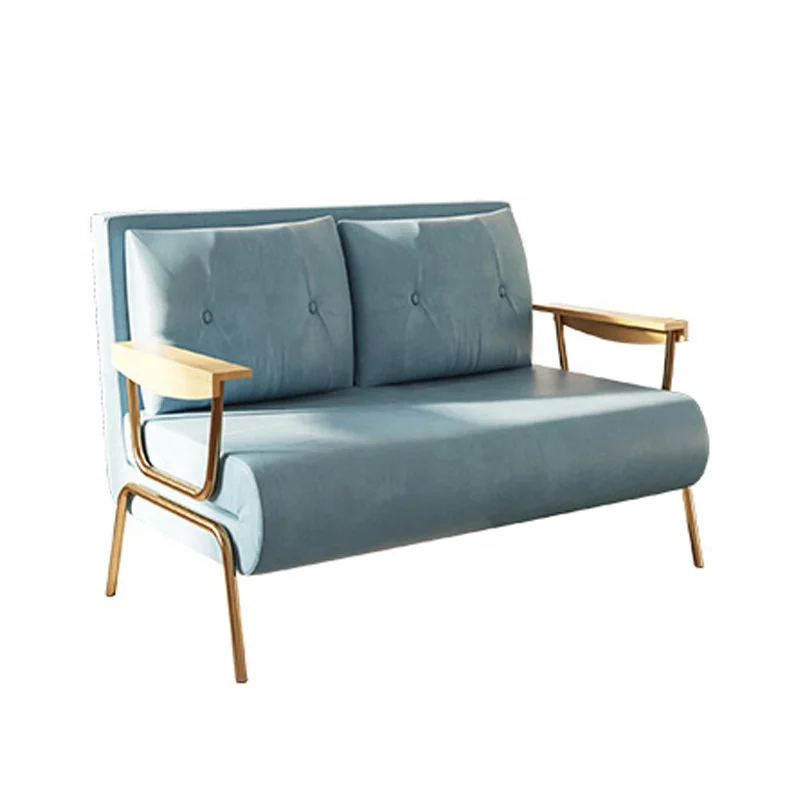 

# Luxury Modern Gold Armrest Sofa Bed New Foldable Faux Leather Wood Frame For Living Room
