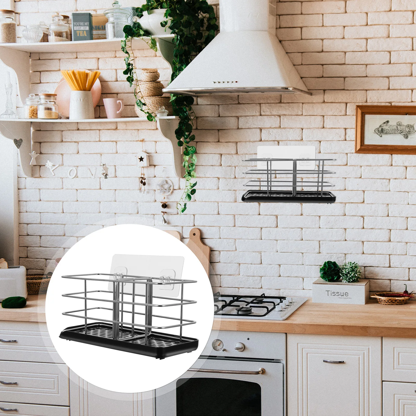 

Stainless Steel Storage Rack Kitchen ganizer Draining Shelf Cutlery Holder Practical Easy Clean Wall Table Mountable