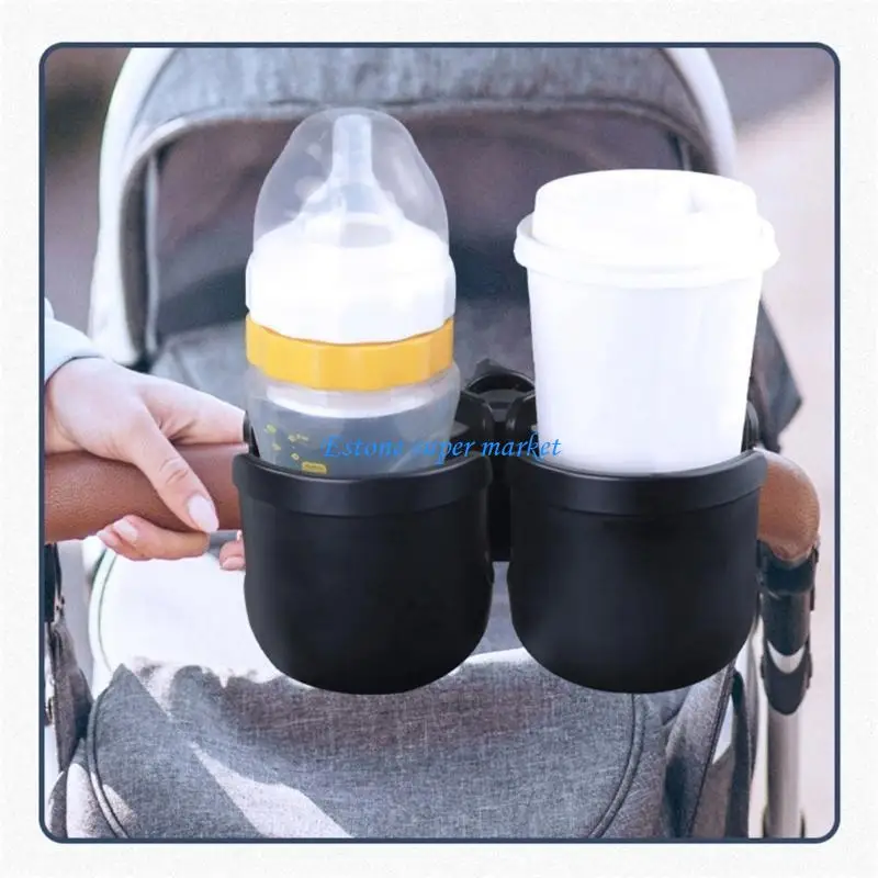 

090B Versatile Stroller Cup Holder 2 in 1 Pushchair Drink Stand Rack Convenient & Practical Accessory Durable for Parents