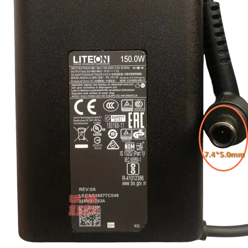 Original OEM LITEON 19.5V 7.7A 150W PA-1151-08 7.4mm*5.0mm pin AC Adapter For MSI MS-16P6 GP63 Leopard 8RD-048CA Laptop Charger