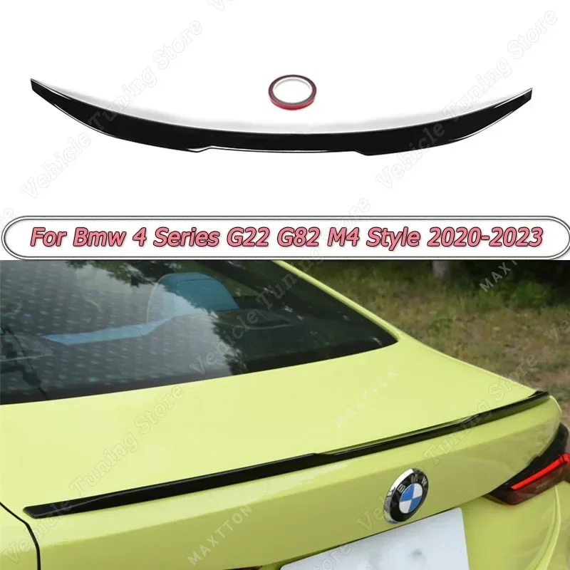 

For Bmw 4 Series G22 G82 M4 Style 2020 2021-2023 Tail Trunk Wing Decoration Rear Lip Spoiler Gloss Black Body Kit Refit ABS