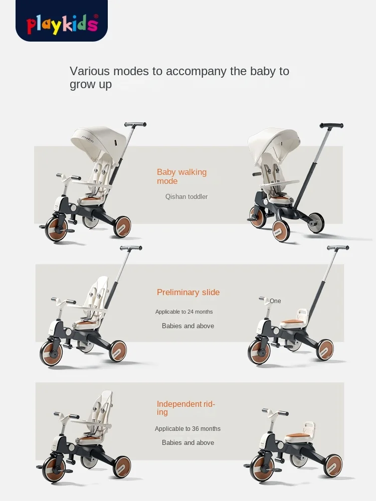 YY-Tricycle multifonctionnel bidirectionnel, pliable et portable, poussette pour bébé, marche pour bébé