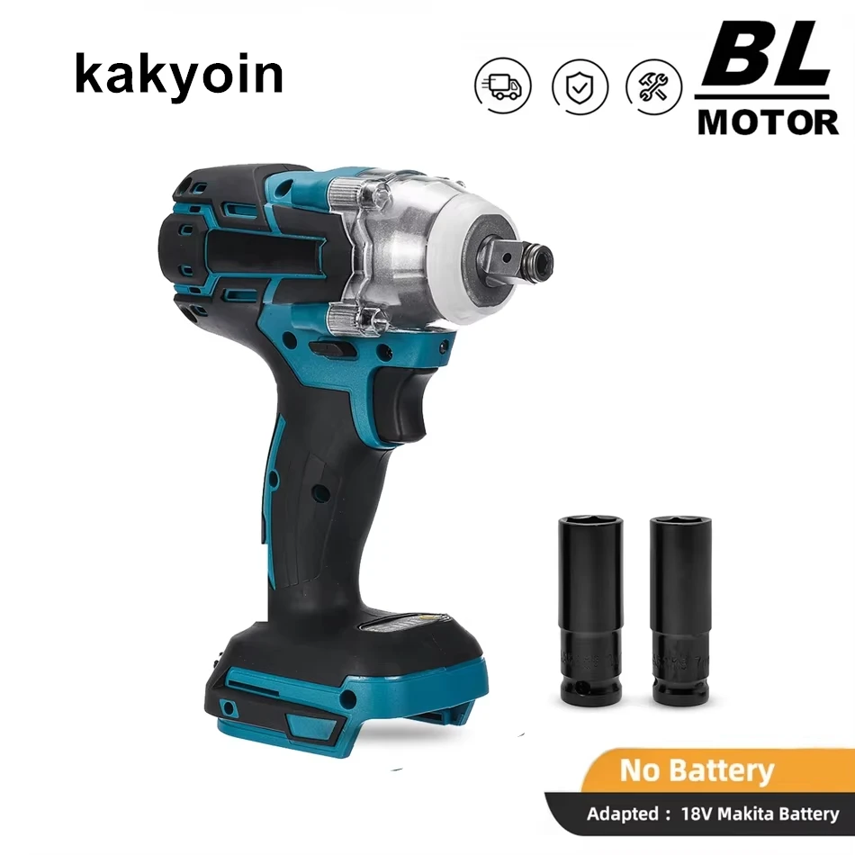 Brushless Cordless Electric Impact Wrench 520N Wrench 1/2 inch Socket Wrench Power Tools Rechargeable For Makita 18V Battery