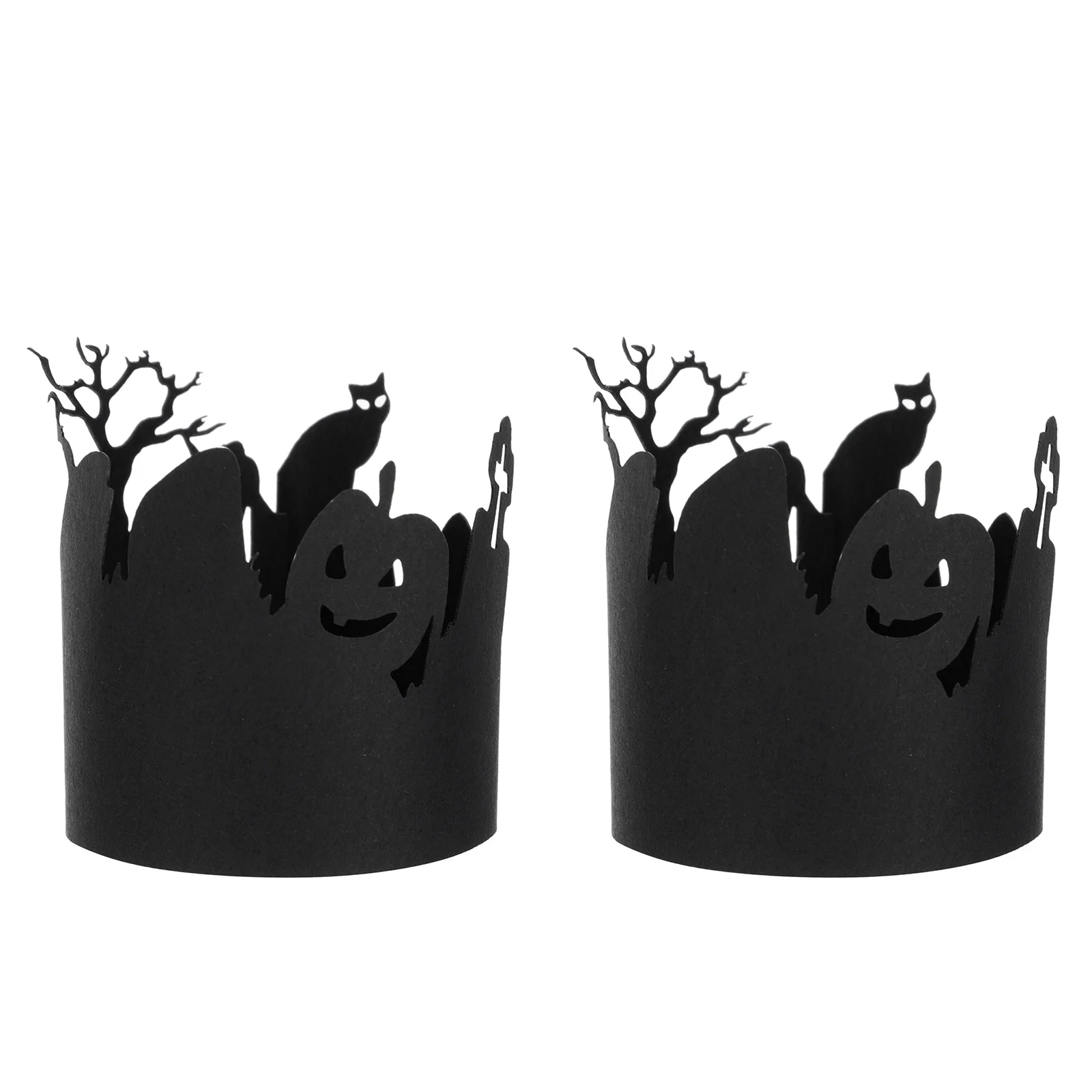 

20 Pcs Pumpkin Paper Lampshade Hollow Cover Rims Tea Light Votive Wrap Halloween C Holder Supplies Creative Decor