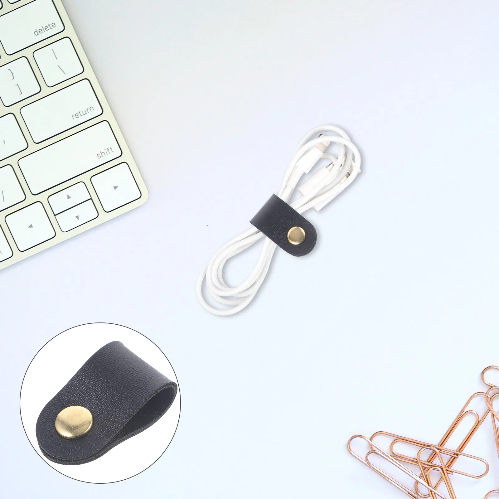 5Pcs Earphone Cable Organizer Faux Portable Cord Strap Wire Wrap Management Strap Reusable for Home Office