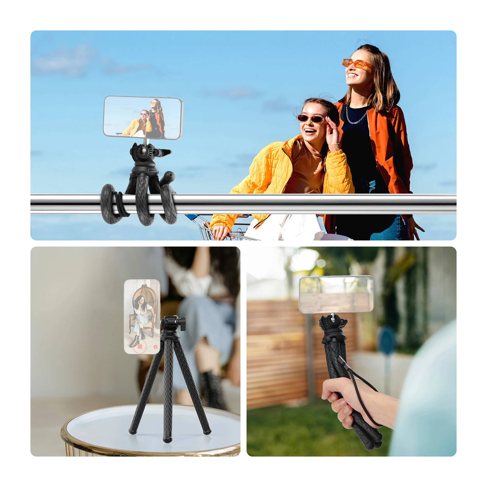 NEEWER Magnetic Flexible Phone Tripod Compatible with Magsafe iPhone 15 Pro Max 14 Series Android Mini Vlog Cellphone Tripod