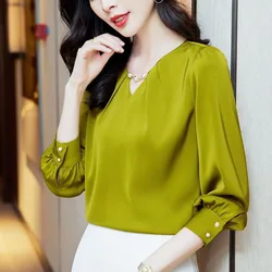 High-End elegante moda ricamata Flares Chic camicette di colore solido 2023 New Office Lady abbigliamento donna t-shirt coreana superiore