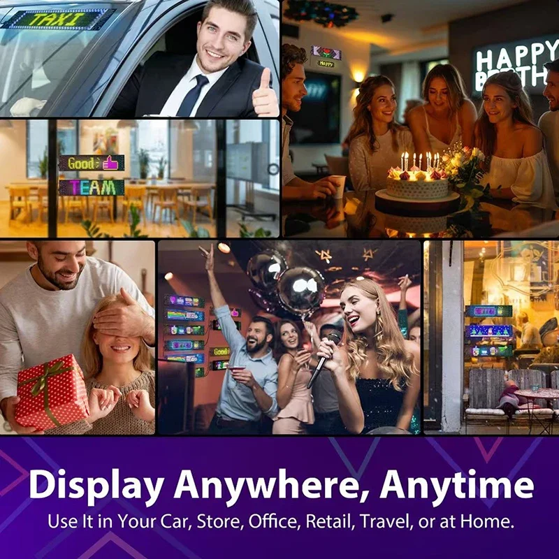 2025 novo led diy painel de pixel matriz display led caminhão olho sinal carro animação bluetooth app controle programável tela flexível