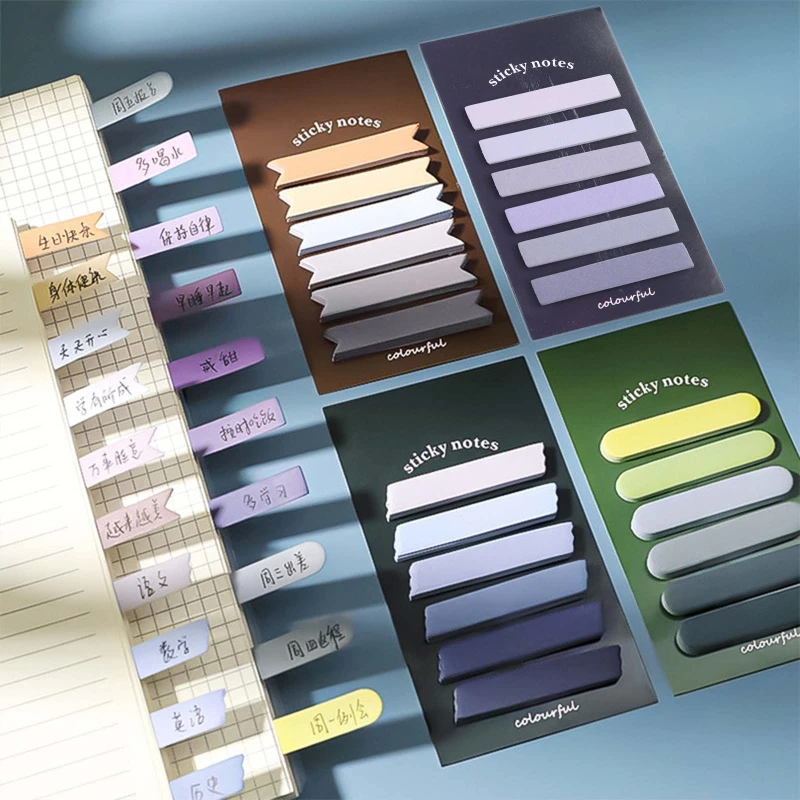 แบบพกพาดัชนีแท็บบุ๊คมาร์คสติกเกอร์กระดาษขจัดคราบสะอาด Morandi สี120x