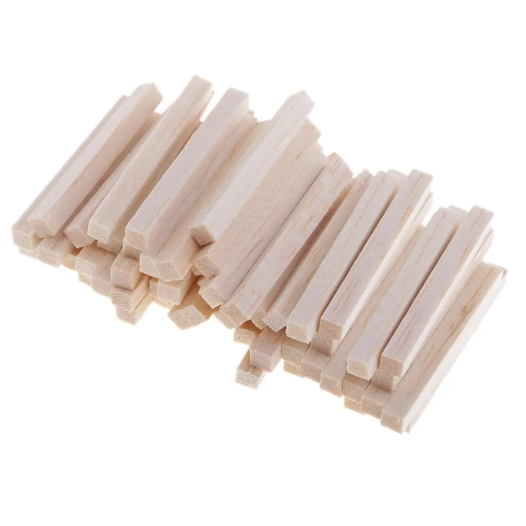 Balsa Hout Blokken Diy Modellering Ambachtelijke Materialen 60 Stuks 5X5X50Mm