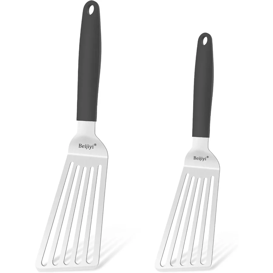 

2 Pack Stainless Steel Slotted Fish Spatula Set for Flipping Delicate Foods Like Fish Eggs and Burgers Durable Kitchen and Gril