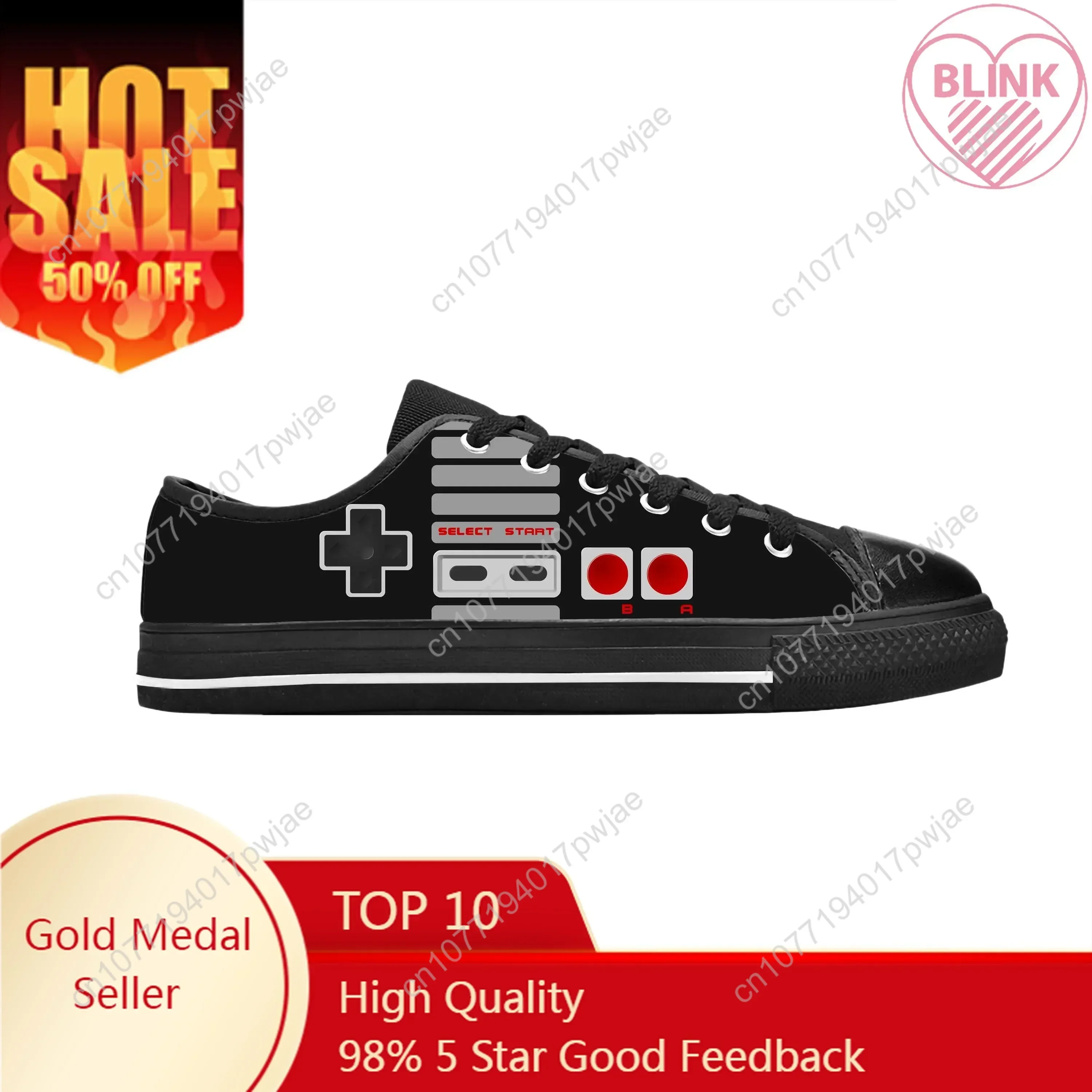 Video Game Gamer Console Controller Anime Cartoon Casual Cloth Shoes Low Top Comfortable Breathable 3D Print Men Women Sneakers