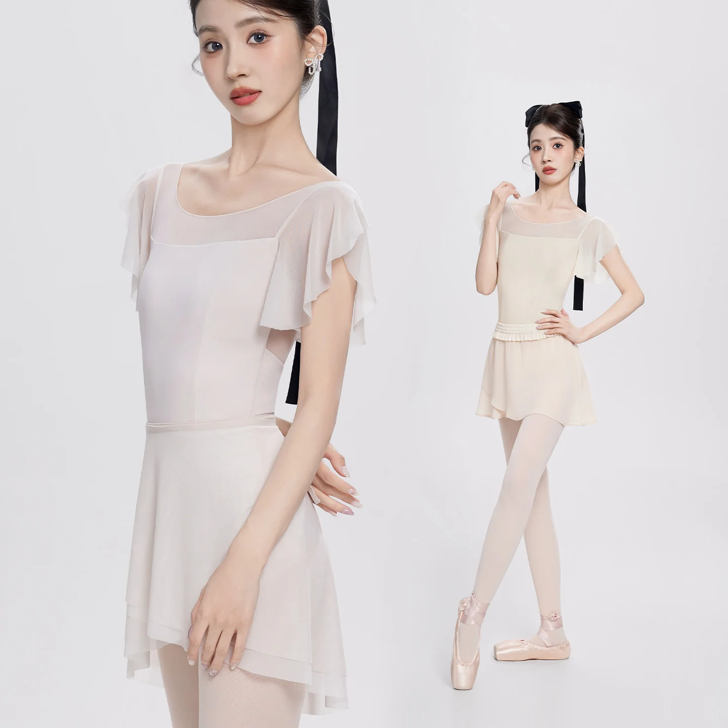 

Женские балетные купальники с короткими рукавами-крылышками, сетчатые, для взрослых, для гимнастики, балета, плавания