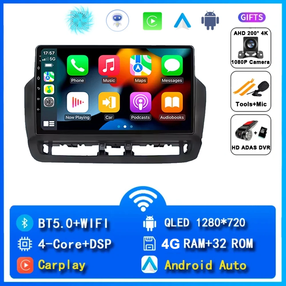 Autoradio voor Seat Ibiza 2012 - 2015 QLED Android 15 Multimedia Videospeler GPS 4G WIFI CarPlay Auto Wireless Stereo Geen 2Din