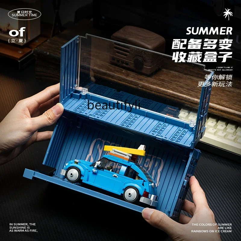 Vintage container auto cadeau geassembleerd bouwsteen speelgoedmodel